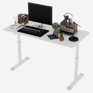 Bureau 120cm Réglable En Hauteur à Manivelle, Métal Et Bois Blanc