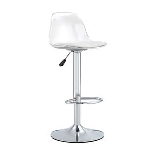 Lot De 2 Tabourets De Bar Pivotants Réglables H.81,8–99 Cm, Dossier Transparent, Pieds Métal Argenté