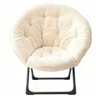 Chaise Pliable En Tissu Mouton, Structure Métal Stable 110 Kg