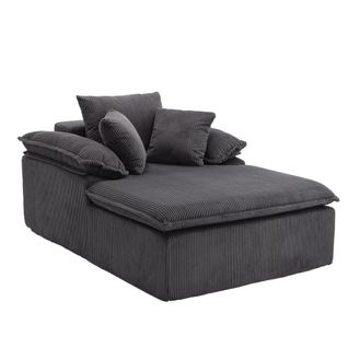 Fauteuil Relax 177x122x92 Cm En Velours Côtelé Gris, Sans Installation, Accoudoirs Larges