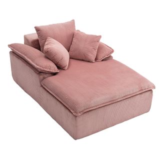 Fauteuil Relax Inclinable Sans Armature 177x122x92 Cm En Velours Côtelé Rose, Accoudoirs 32 Cm