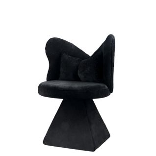 Chaise Pivotante Velours-chenille Noir, Sans Accoudoirs, Base Triangulaire Stable