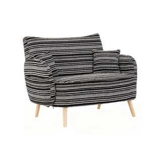 Canapé 2 Places 121x81,5x87 Cm Tissu Bouclé Noir Avec Poches Latérales