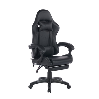 Fauteuil De Bureau Gamer Massant Ergonomique En Simili Noir, Hauteur Réglable