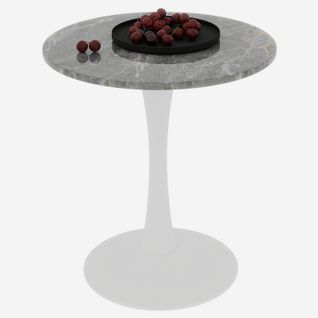 Table Bout de Canapé Ronde 70 Cm Gris Foncé, Marbre Artificiel – Petite Table 1 à 2 Personnes