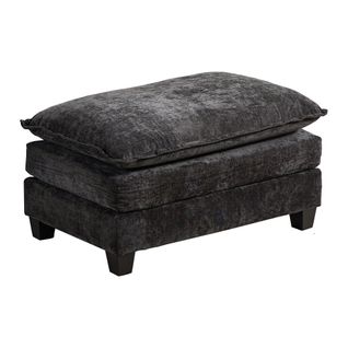 Ottoman Pouf Repose-pieds Noir En Chenille Avec Mousse Confortable