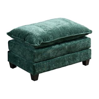 Ottoman Pouf Repose-pieds Vert En Chenille Avec Mousse Confortable