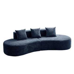 Canapé Courbé 3 Places 277x103 Cm Velours Bleu, Modulaire