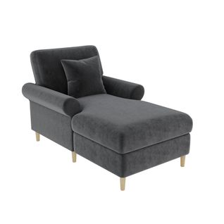 Fauteuil Relax, Chaise Longue 133x87x90 Cm, Velours Gris Avec Coussin, Salon Et Chambre