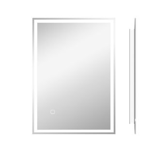 Miroir Mural LED 70x50 Cm Salle De Bains Argenté En Verre Et Aluminium, Touche Tactile