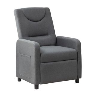 Fauteuil Relax Inclinable En Lin Gris Foncé Avec Repose-pieds Escamotable