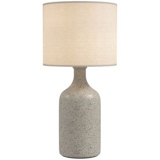 Lampe à Poser Avec Base En Céramique, Abat-jour En Lin, 22 X 22 X 45 Cm, Brun Sable Et Blanc