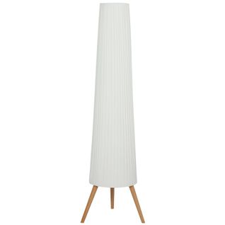 Lampadaire LED Dimmable 46 X 46 X 153 Cm, Trépied Bois Et Métal, Abat-jour Tissu Blanc