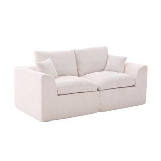 Canapé 2 Places 204x102,5x84 Cm Velours Côtelé Beige Design Minimaliste Nordique