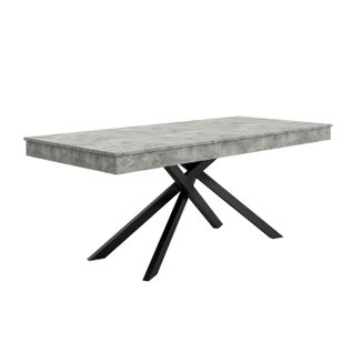 Table à Manger Extensible Grise 140–180 X 80 Cm Pour 6–8 Personnes, Plateau 93 Mm, Pieds En Métal
