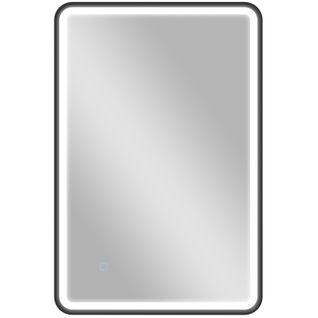 Miroir LED Salle De Bain 90x60 Cm Noir, Cadre Métal Noir, Anti-buée, Ip44, 3 Couleurs