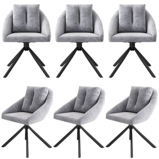 Chaises Lot De 6 Salle à Manger Pivotante En Velours Avec Dossier Ergonomique Et Coussins, Gris