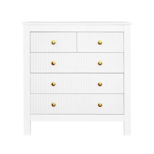 Buffet De Cuisine Bar Avec 2 Portes, 3 Tiroirs, Étagères Réglables Et LED Intégré - Blanc Brillant