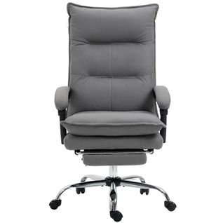 Fauteuil De Bureau Pivotant Réglable Avec Dossier Massant Et Confortable - Microfibre Gris