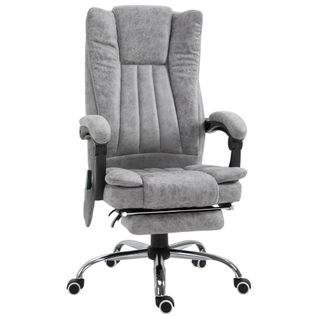 Fauteuil De Bureau Massant Avec Chauffage Et Télécommande, Rembourrage Mousse - Gris