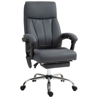 Fauteuil De Bureau Massant Et Inclinable Avec Dossier Relax, Confortable - Microfibre Gris