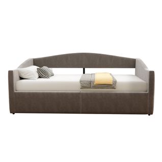 Lit Banquette 90x200 Cm - Lit Coffre Avec Accoudoirs - Velours Gris