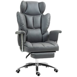 Fauteuil De Bureau Inclinable Pivotant Avec Repose-pieds, Rembourré, 120 kg - Gris Foncé