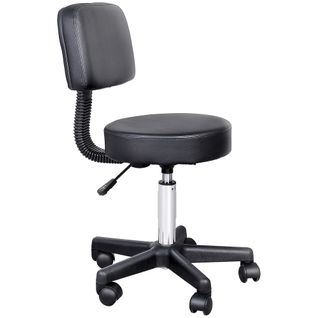 Tabouret De Travail Pivotant Réglable Pour Coiffure, Ergonomique Avec Roulettes - Similicuir Noir