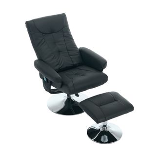 Fauteuils Relax, Fauteuil Massant Électrique Avec Repose-pieds Pivotant 360° Et Chauffage, Pu Noir