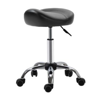 Tabouret De Travail Réglable Et Pivotant, Ergonomique Avec Roulettes - Similicuir Noir