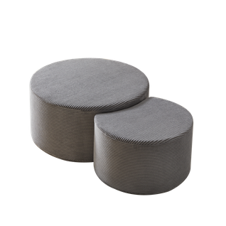 Table Basse Ensemble 2 Pièces, Table Basse Ronde Avec Mousse Sans Assemblage, Tissu, Gris