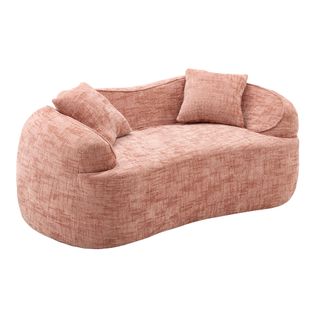 Canapé 2 Places Compressible Avec Accoudoirs Et 2 Coussins, Sans Assemblage, Mousse Rose