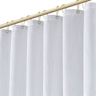 Rideau De Douche En Polyester Résistant à L’eau Avec 12 Crochets 180x180 Cm Blanc