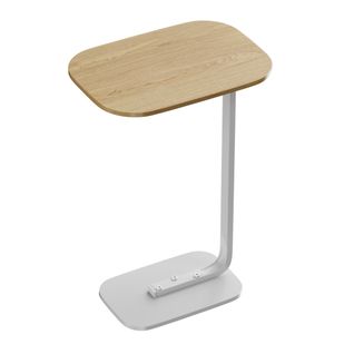 Table Canapé Ovale Bois Et Métal - 45×30×63 Cm - Bois Naturel/blanc