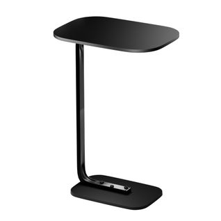 Table Mini C-shape Avec Plateau Bois Facile à Nettoyer Et Pieds Métal 45×30×60 Cm - Noir