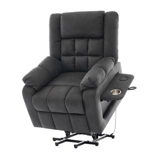 Fauteuil Relax Électrique Releveur, Repose-pieds Intégré, Massant Et Chauffant Pour Adulte, Gris