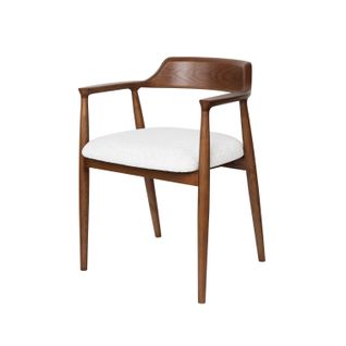 Chaise Bois Avec Assise Capitonnée, Classique Pour Salon Ou Salle à Manger, Noyer + Blanc