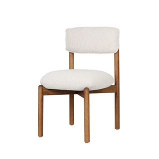 Chaise En Bois Avec Assise Capitonnée Beige, Petit Format Pour Salon Ou Salle à Manger, Noyer