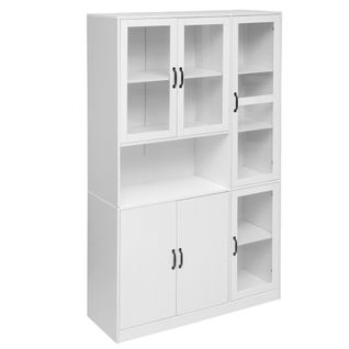 Vitrine 120x40x200 Cm, Éclairage LED 16 Couleurs, 6 Portes, 1 Niche, Mdf Et Acrylique, Blanc