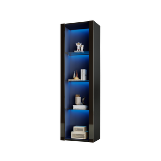Vitrine , 4 Niches, LED, Design Simple, Aggloméré, Noir