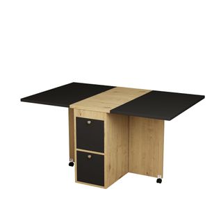 Ensemble Table Et 4 Chaises 120x80x75/30x40x43cm, 2 Tiroirs, Pb, Couleur, Bois+noir