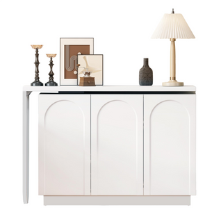 Bureau D’angle Pivotant 110-170x40x75 Cm, Rotation 360 Degrés, 3 Portes, Mdf, Couleur Blanc
