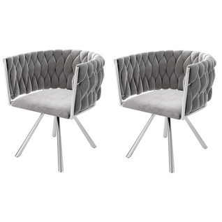 Lot De 2 Fauteuil Contemporain 59x54x72 Cm, Pivotant à 360°, Pieds En Acier Argenté, Velours Gris