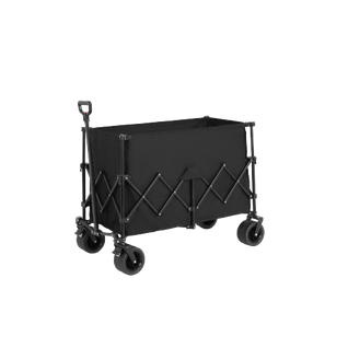 Chariot Pliant 109x53x83 Cm, Grande Capacité 300 L, Acier, Tissu Oxford, Couleur Noir