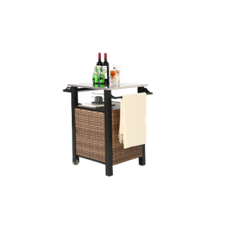 Chariot De Bar 76x57x85 Cm, Plateau Inox Extensible, 1 Porte, Acier, Couleur Brun+noir