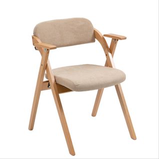 Lot De 2 Chaise Pliante Avec Accoudoirs 60x53x79 Cm, Housse Amovible, Bois, Couleur Kaki