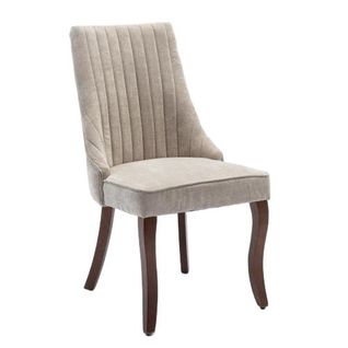 Lot De 2 Chaises 64x50x95,5 Cm, Dossier Haut, Assise Mousse Haute Densité, Chenille, Beige