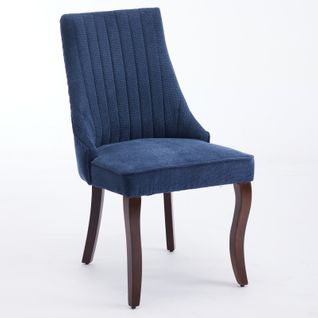 Lot De 2 Chaises De Salle à Manger 64x50x95,5 Cm, Dossier Haut, Assise En Chenille, Couleur Bleu