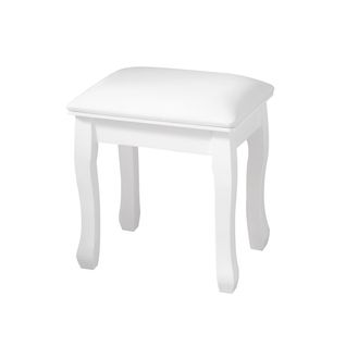 Tabouret De Coiffeuse 43x33x455 Cm, Assise Confort, Sans Dossier, Bois, Pu, Blanc