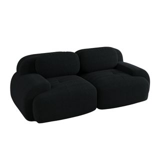 Canapé Modulaire 208x103x70 Cm, Prêt à L'emploi, Accoudoir Courbé, Assise Doux, Velours Côtelé, Noir